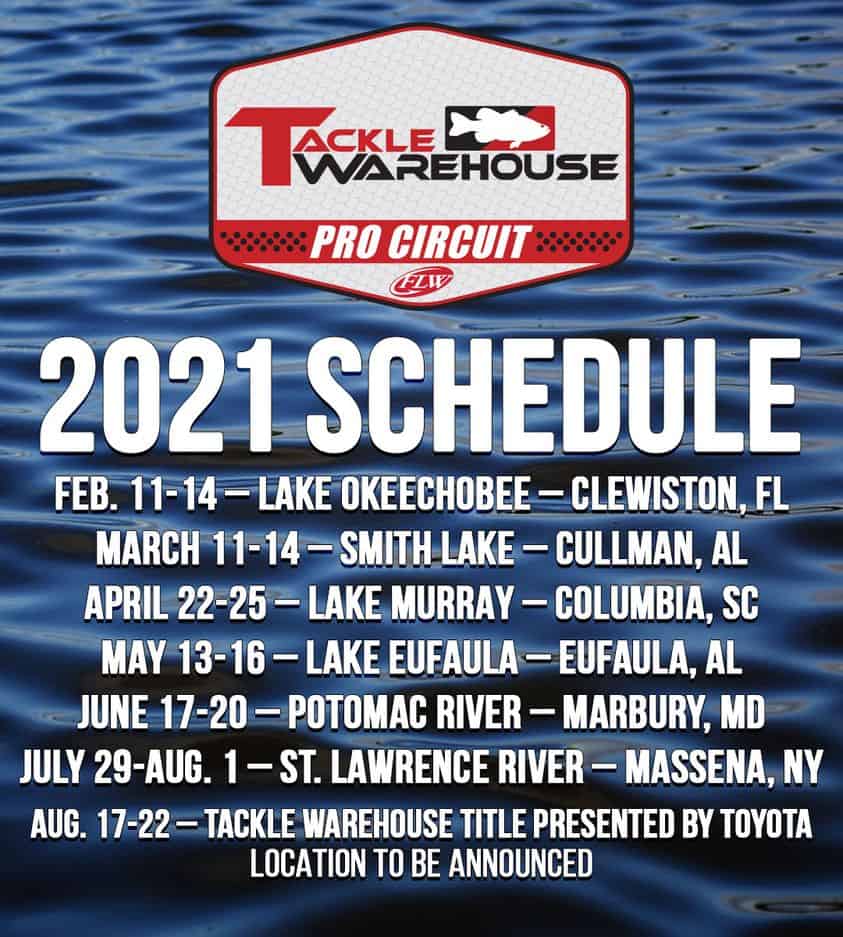 Tackle Warehouse Pro Circuit 2021 Schedule
