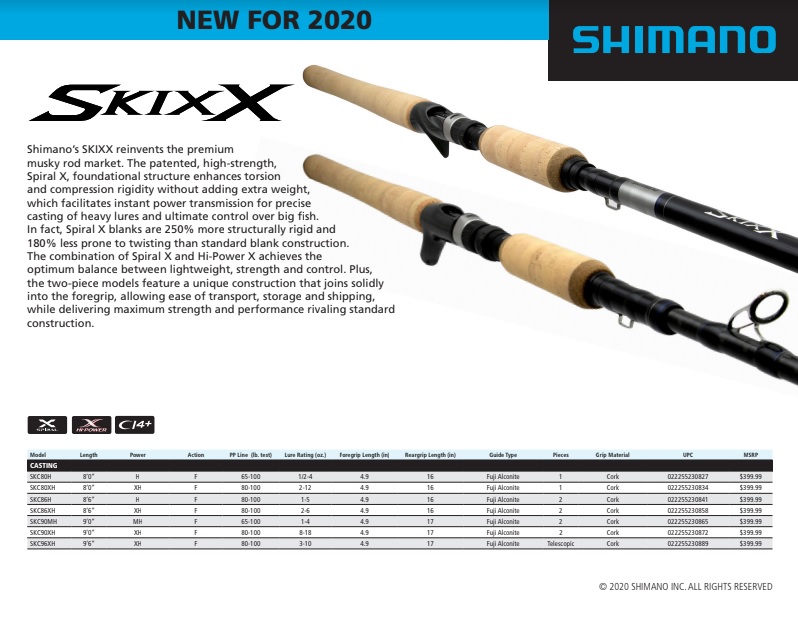 Shimano Launches New SKIXX Musky Rods