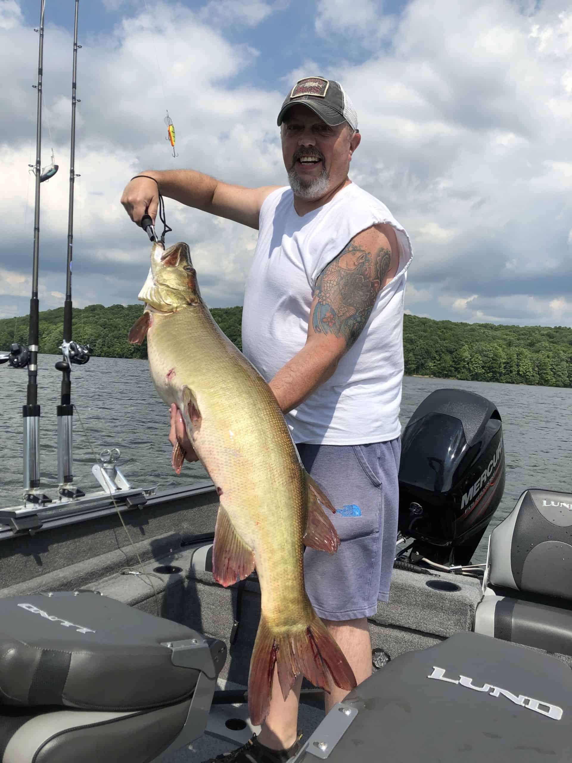 50.25 inch muskie on Loyalhanna in New Alexandria Pennsylvania on 06/28